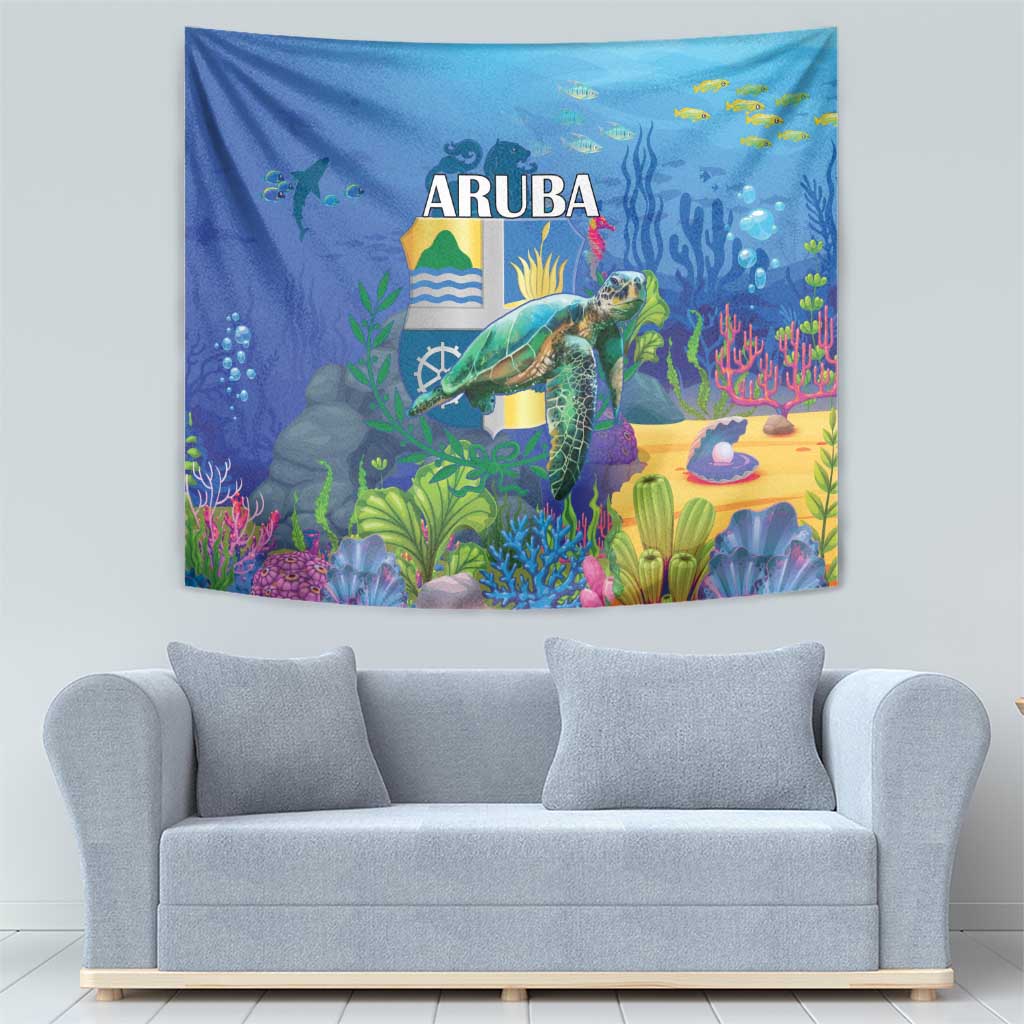 Aruba Sea Turtle Tapestry Underwater Landscape - Wonder Print Shop