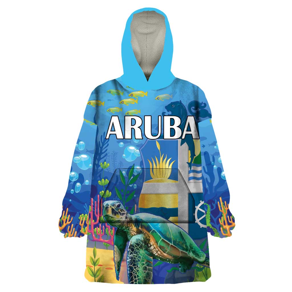 Aruba Sea Turtle Wearable Blanket Hoodie Underwater Landscape - Wonder Print Shop