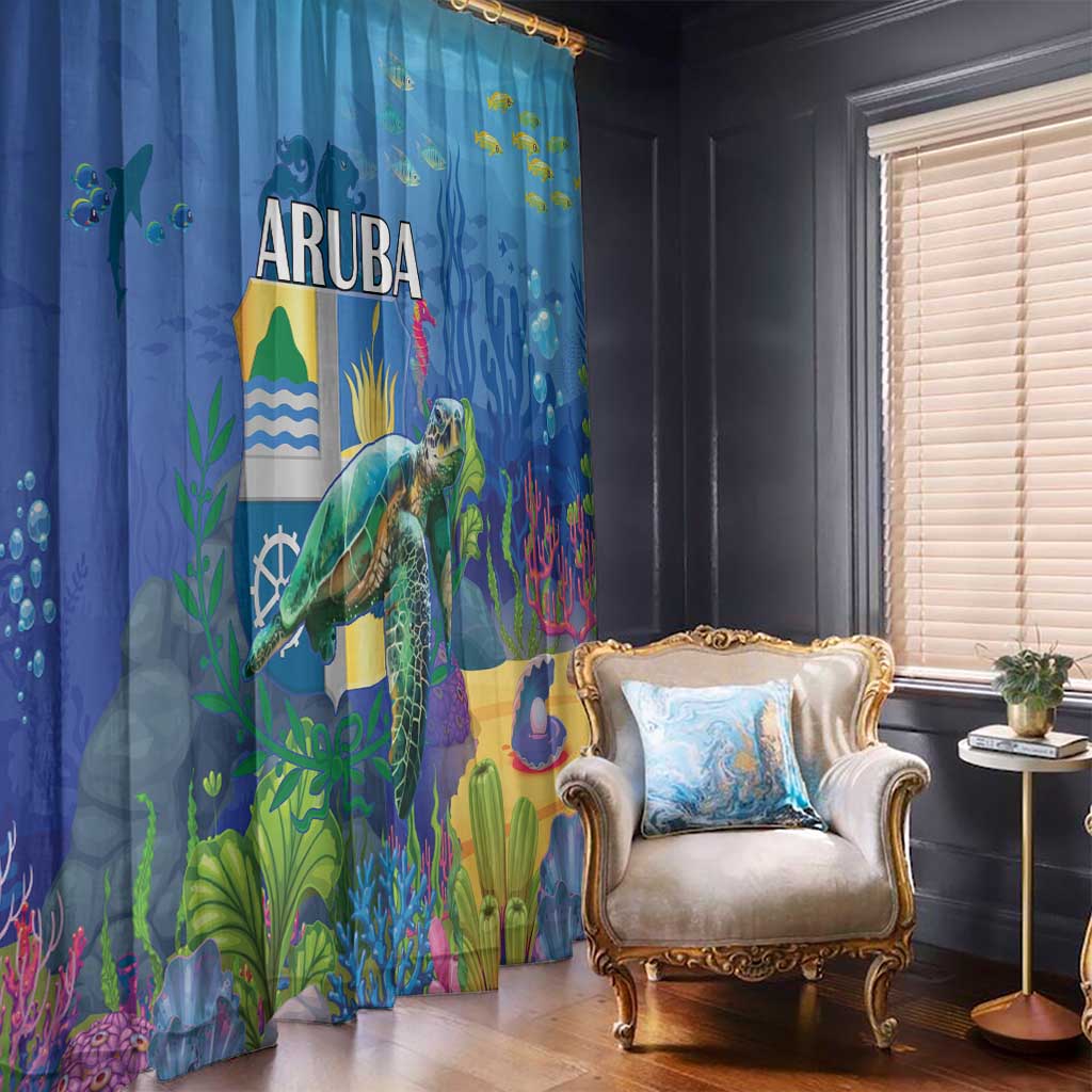 Aruba Sea Turtle Window Curtain Underwater Landscape - Wonder Print Shop
