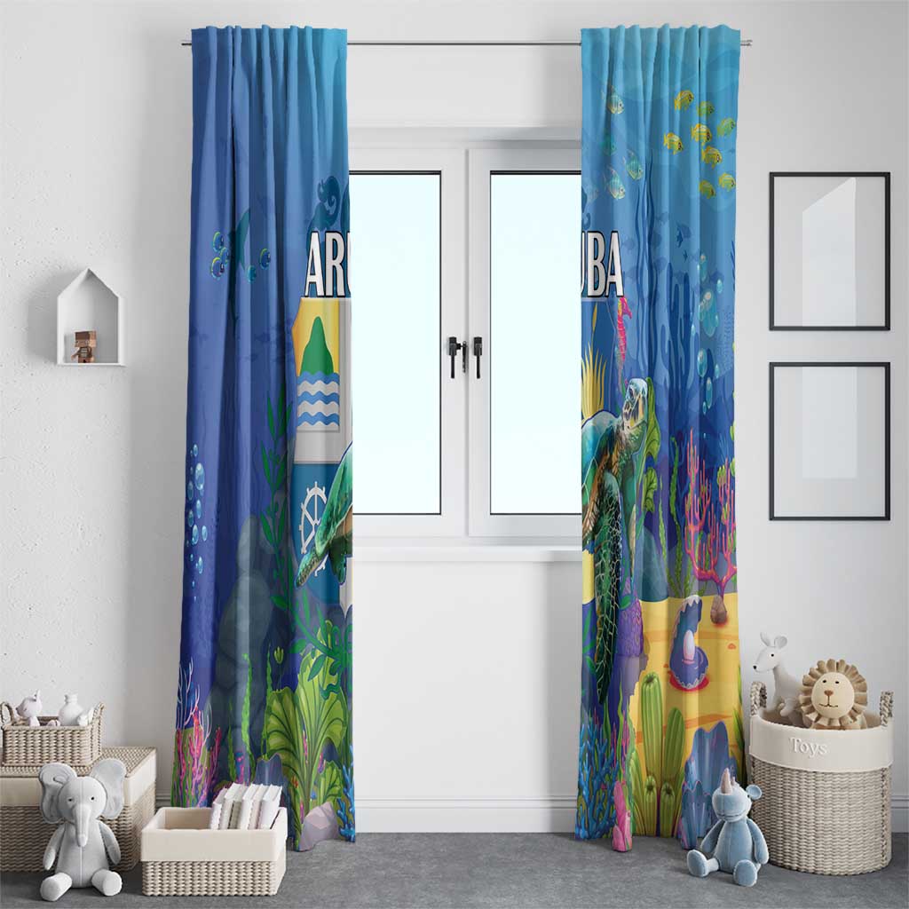 Aruba Sea Turtle Window Curtain Underwater Landscape - Wonder Print Shop