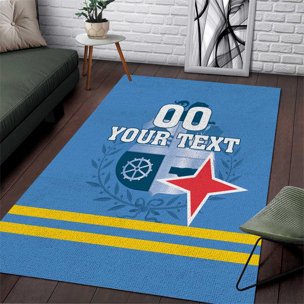 Custom Aruba Coat Of Arms Area Rug With Flag Style - Wonder Print Shop