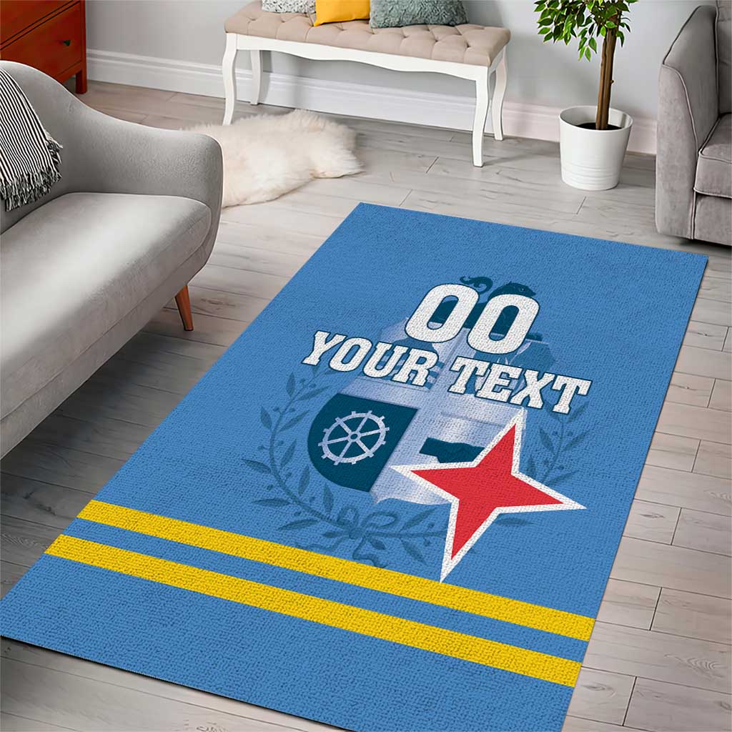 Custom Aruba Coat Of Arms Area Rug With Flag Style - Wonder Print Shop