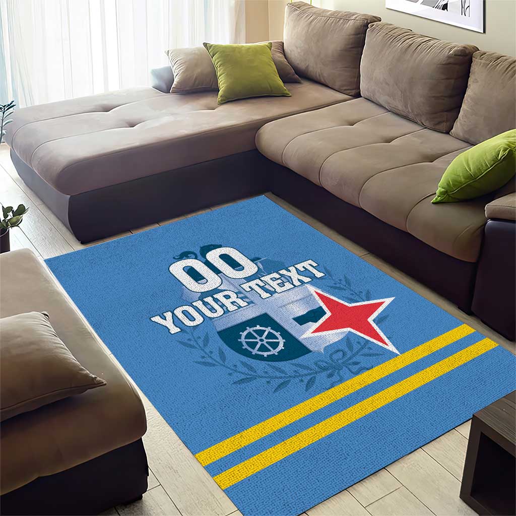 Custom Aruba Coat Of Arms Area Rug With Flag Style - Wonder Print Shop