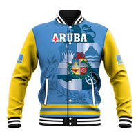 Custom Aruba Coat Of Arms Baseball Jacket With Flag Style - Wonder Print Shop