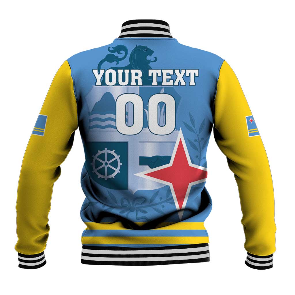 Custom Aruba Coat Of Arms Baseball Jacket With Flag Style - Wonder Print Shop