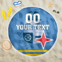 Custom Aruba Coat Of Arms Beach Blanket With Flag Style - Wonder Print Shop