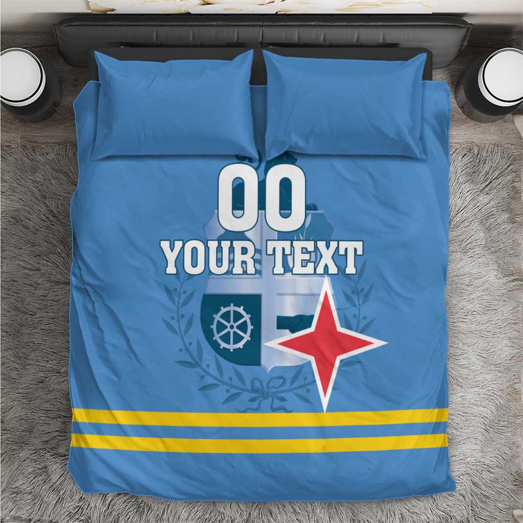 Custom Aruba Coat Of Arms Bedding Set With Flag Style - Wonder Print Shop