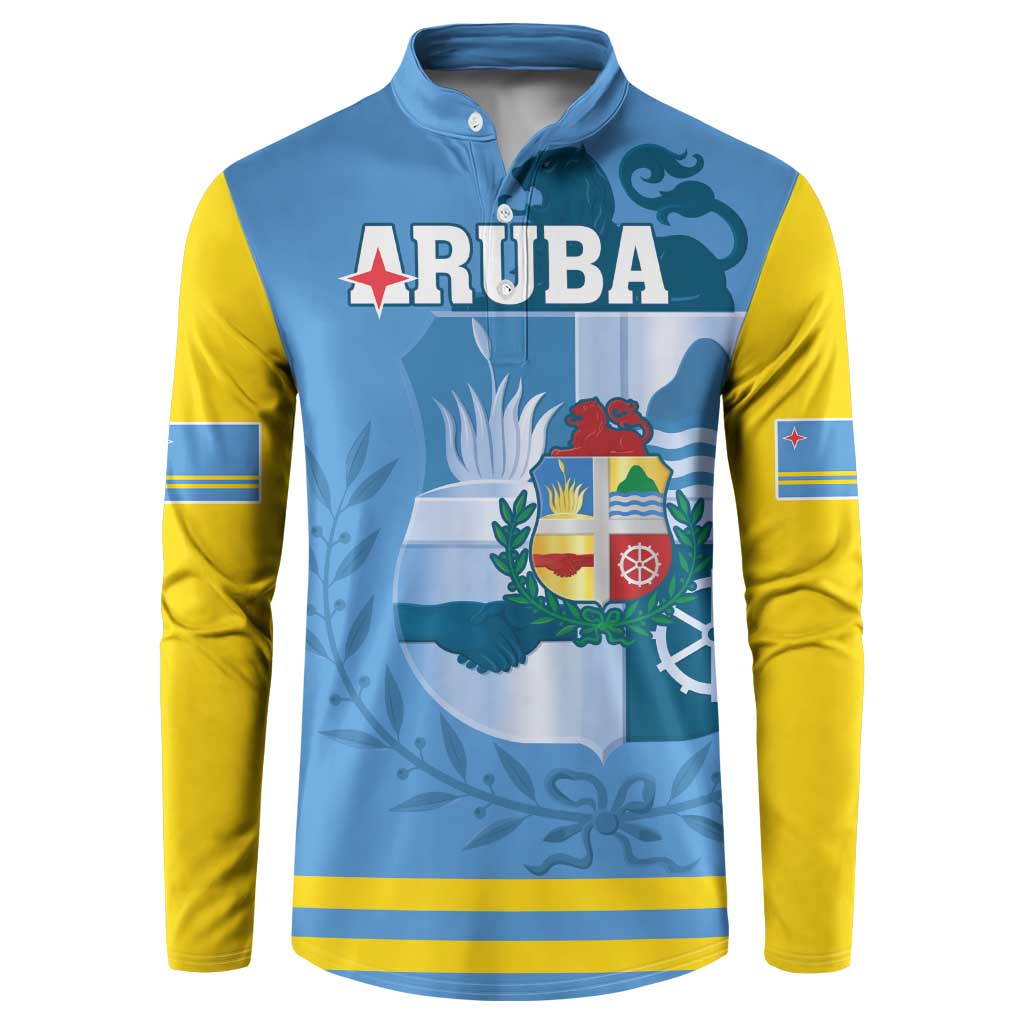 Custom Aruba Coat Of Arms Button Sweatshirt With Flag Style - Wonder Print Shop