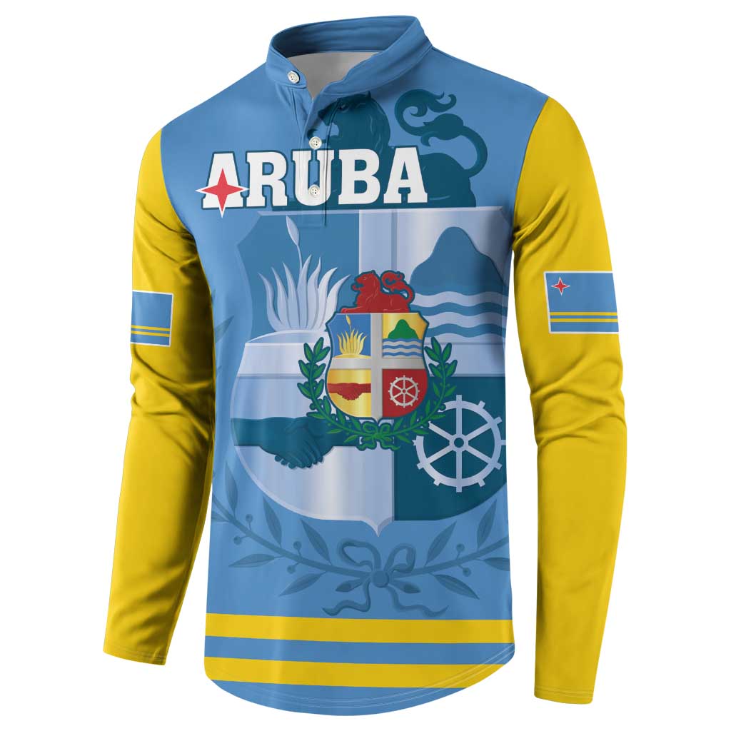 Custom Aruba Coat Of Arms Button Sweatshirt With Flag Style - Wonder Print Shop