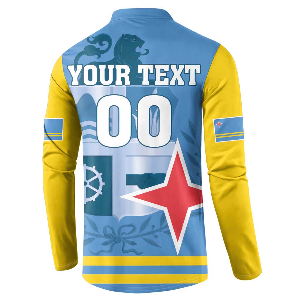 Custom Aruba Coat Of Arms Button Sweatshirt With Flag Style - Wonder Print Shop