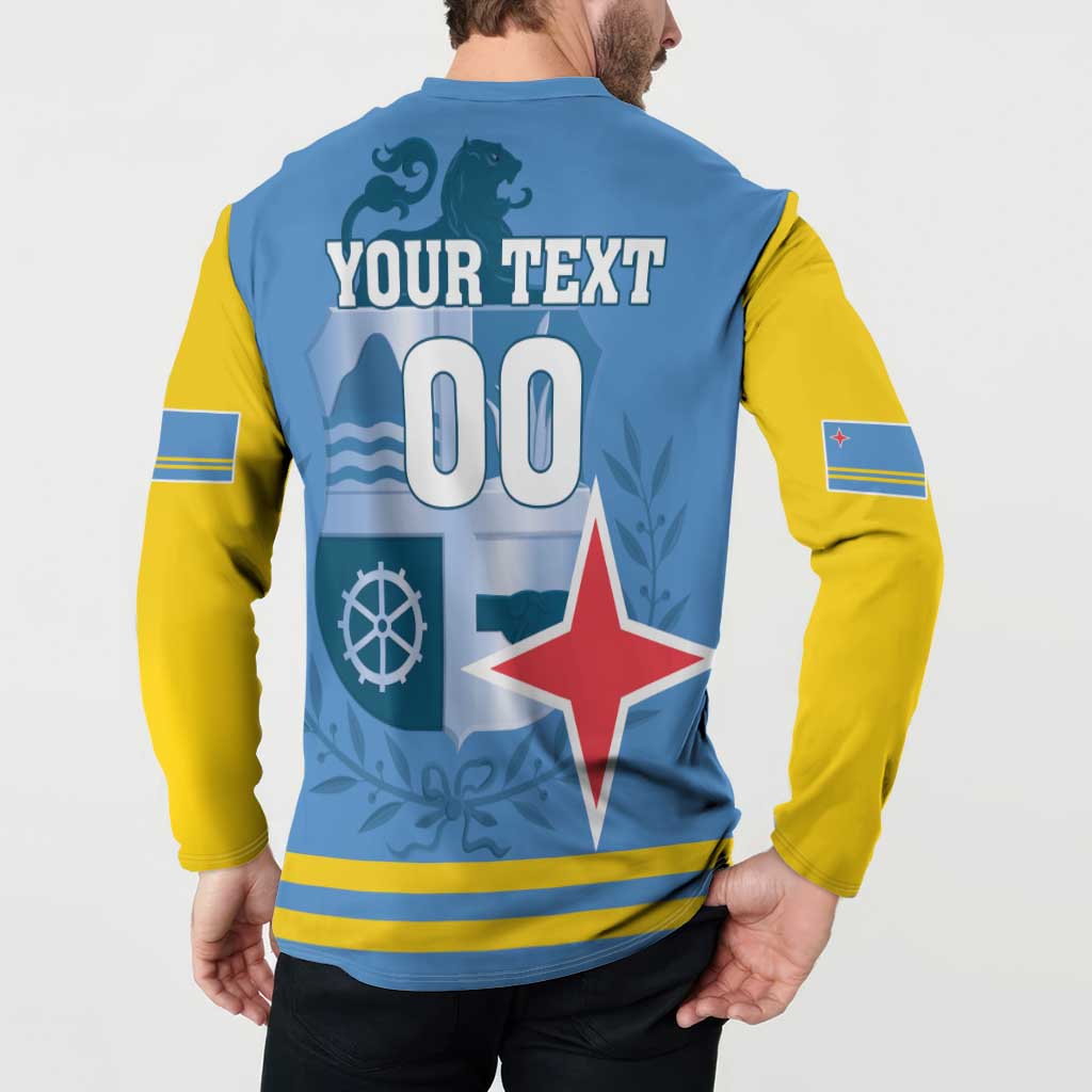 Custom Aruba Coat Of Arms Button Sweatshirt With Flag Style - Wonder Print Shop