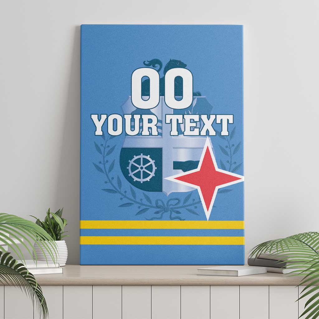 Custom Aruba Coat Of Arms Canvas Wall Art With Flag Style - Wonder Print Shop