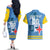 Custom Aruba Coat Of Arms Couples Matching Off The Shoulder Long Sleeve Dress and Hawaiian Shirt With Flag Style - Wonder Print Shop