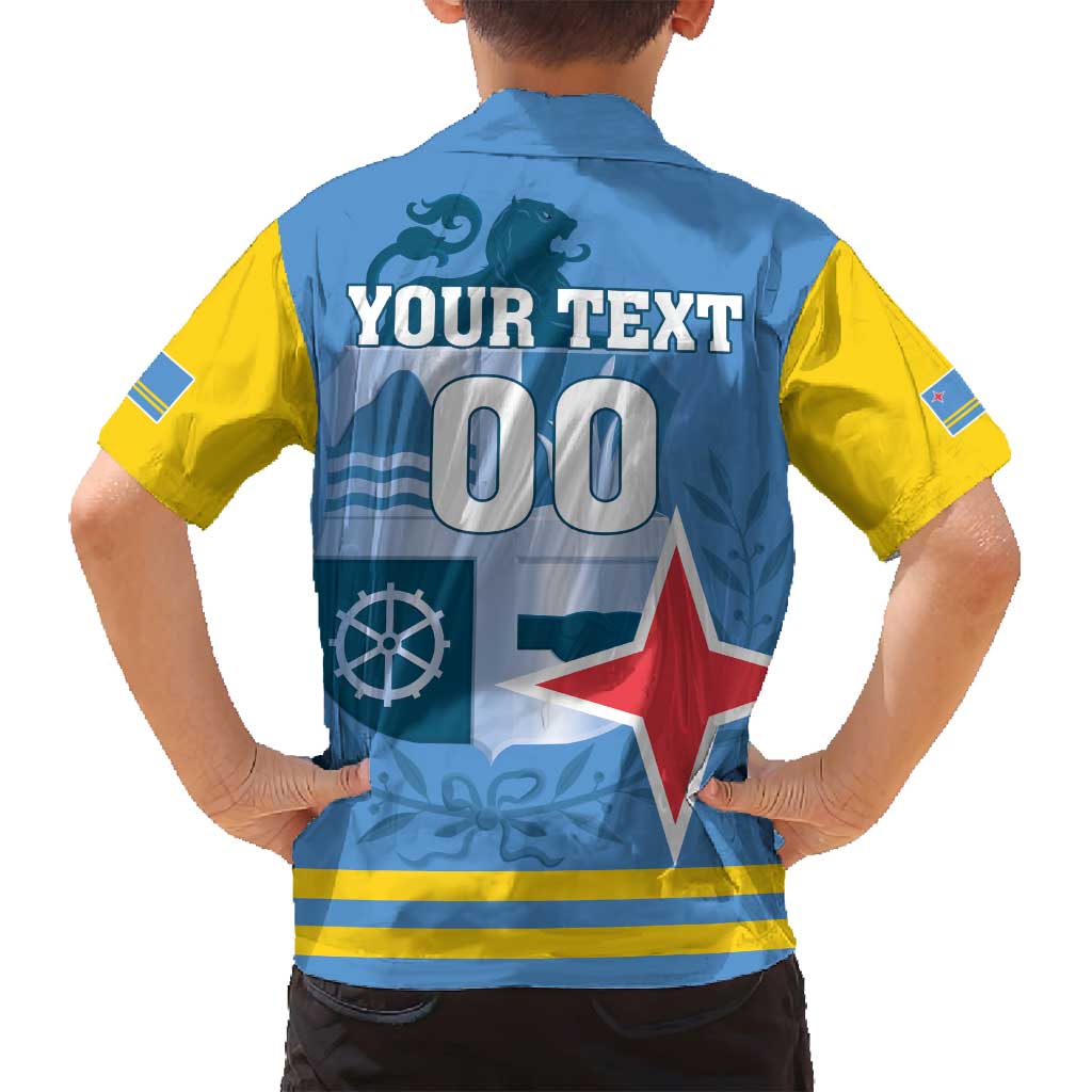 Custom Aruba Coat Of Arms Family Matching Long Sleeve Bodycon Dress and Hawaiian Shirt With Flag Style - Wonder Print Shop