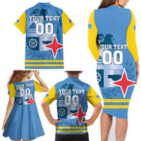 Custom Aruba Coat Of Arms Family Matching Long Sleeve Bodycon Dress and Hawaiian Shirt With Flag Style - Wonder Print Shop