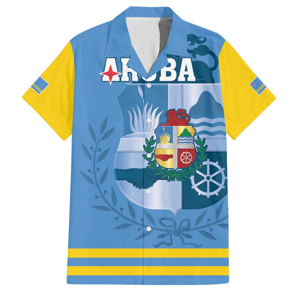 Custom Aruba Coat Of Arms Family Matching Long Sleeve Bodycon Dress and Hawaiian Shirt With Flag Style - Wonder Print Shop