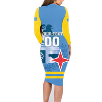 Custom Aruba Coat Of Arms Family Matching Long Sleeve Bodycon Dress and Hawaiian Shirt With Flag Style - Wonder Print Shop