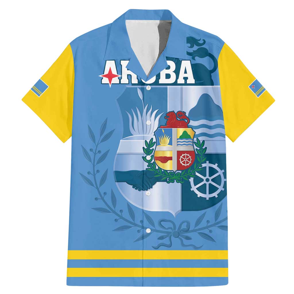Custom Aruba Coat Of Arms Family Matching Mermaid Dress and Hawaiian Shirt With Flag Style - Wonder Print Shop