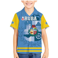 Custom Aruba Coat Of Arms Family Matching Mermaid Dress and Hawaiian Shirt With Flag Style - Wonder Print Shop