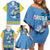 Custom Aruba Coat Of Arms Family Matching Off Shoulder Short Dress and Hawaiian Shirt With Flag Style - Wonder Print Shop
