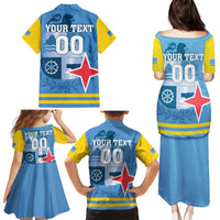 Custom Aruba Coat Of Arms Family Matching Puletasi and Hawaiian Shirt With Flag Style - Wonder Print Shop