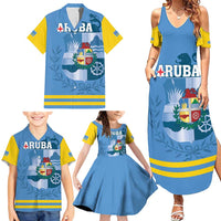 Custom Aruba Coat Of Arms Family Matching Summer Maxi Dress and Hawaiian Shirt With Flag Style - Wonder Print Shop