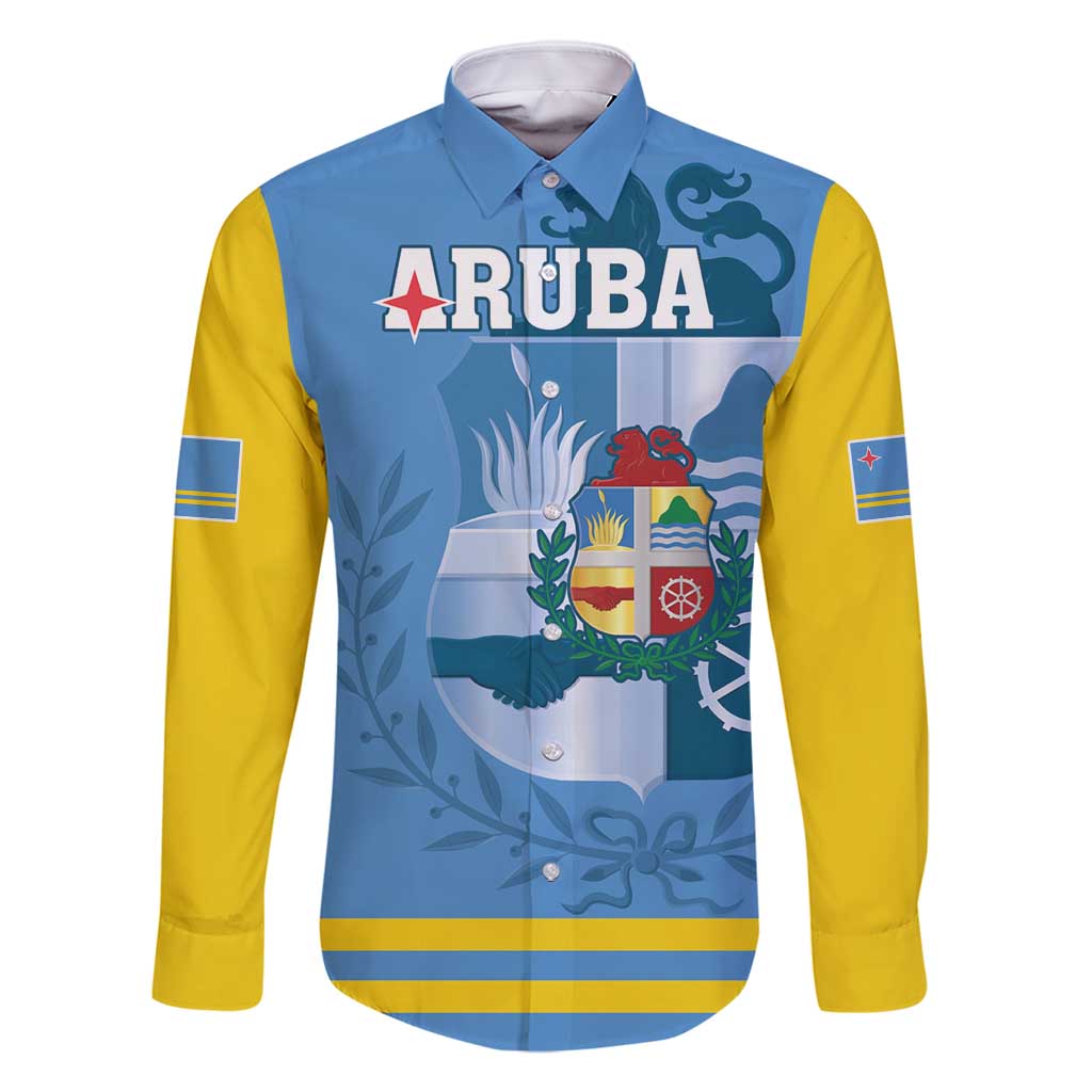 Custom Aruba Coat Of Arms Family Matching Tank Maxi Dress and Hawaiian Shirt With Flag Style - Wonder Print Shop