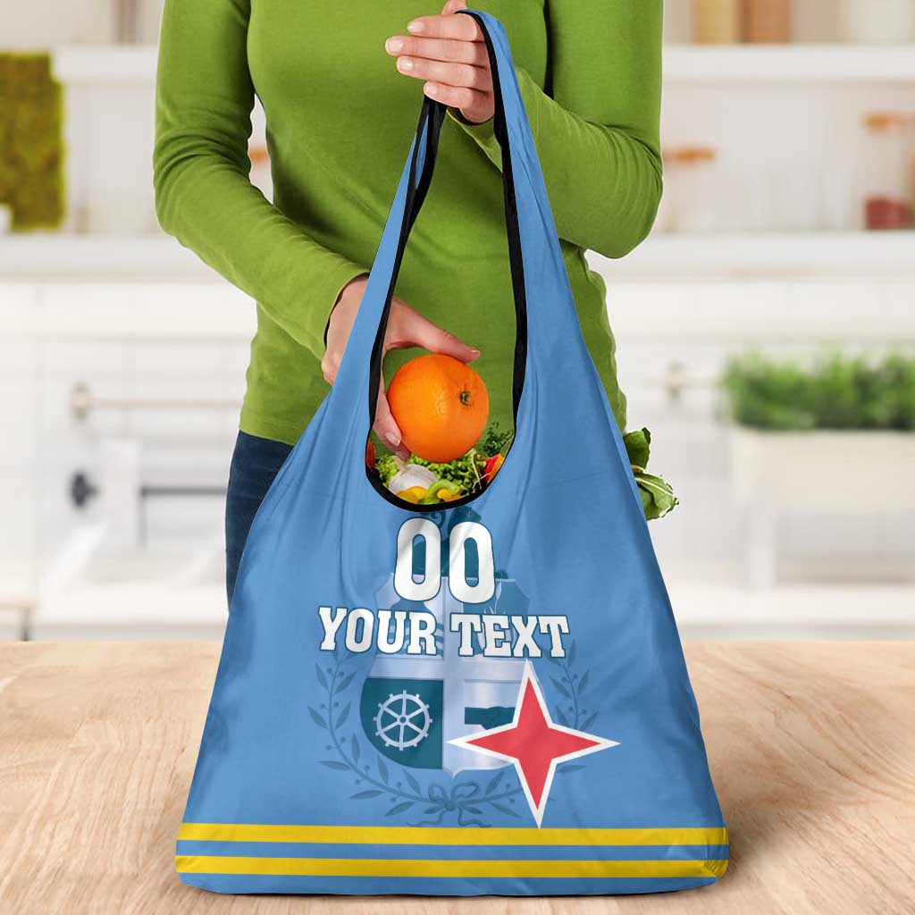 Custom Aruba Coat Of Arms Grocery Bag With Flag Style