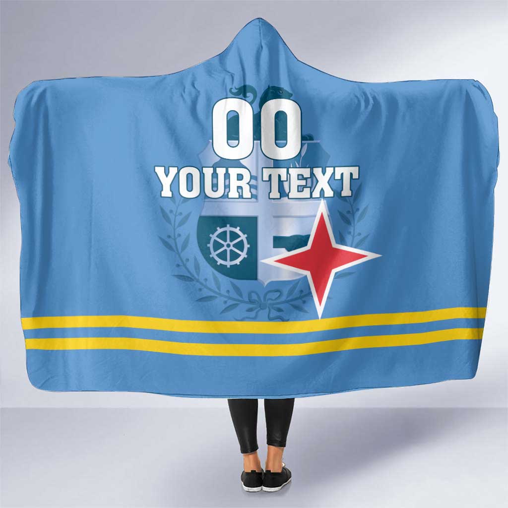 Custom Aruba Coat Of Arms Hooded Blanket With Flag Style