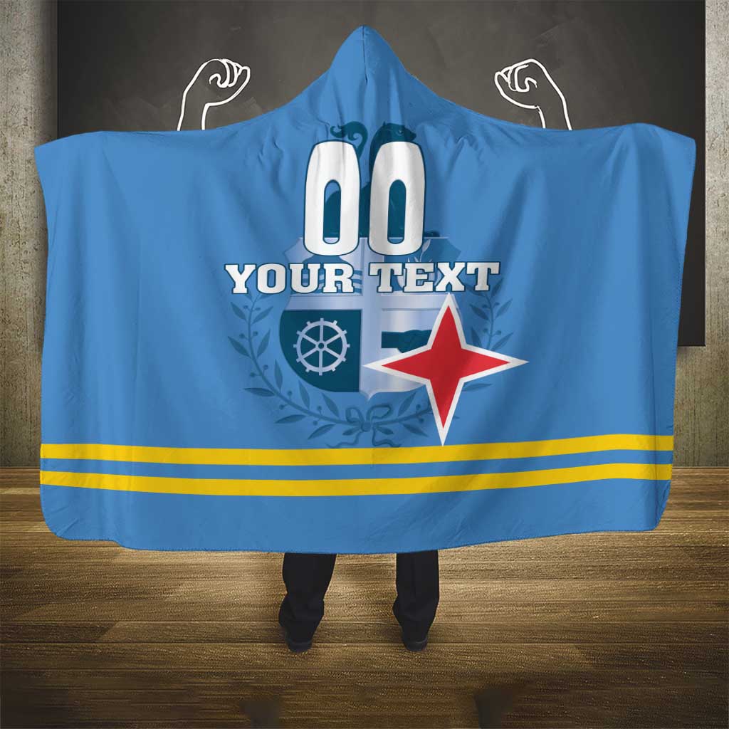 Custom Aruba Coat Of Arms Hooded Blanket With Flag Style