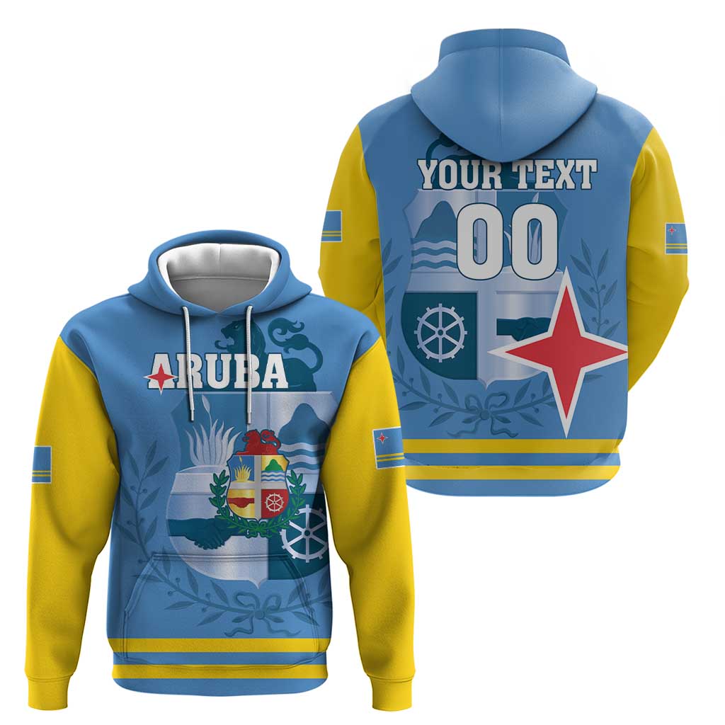 Custom Aruba Coat Of Arms Hoodie With Flag Style - Wonder Print Shop