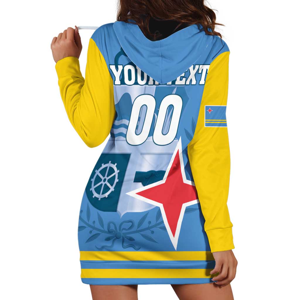 Custom Aruba Coat Of Arms Hoodie Dress With Flag Style - Wonder Print Shop