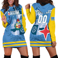 Custom Aruba Coat Of Arms Hoodie Dress With Flag Style - Wonder Print Shop