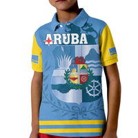 Custom Aruba Coat Of Arms Kid Polo Shirt With Flag Style - Wonder Print Shop