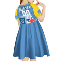 Custom Aruba Coat Of Arms Kid Short Sleeve Dress With Flag Style - Wonder Print Shop