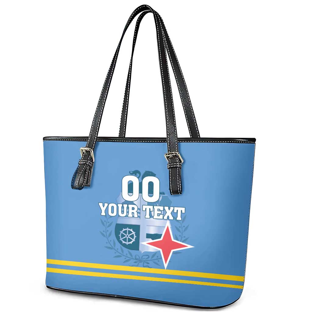 Custom Aruba Coat Of Arms Leather Tote Bag With Flag Style - Wonder Print Shop