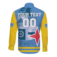 Custom Aruba Coat Of Arms Long Sleeve Button Shirt With Flag Style - Wonder Print Shop