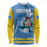 Custom Aruba Coat Of Arms Long Sleeve Shirt With Flag Style - Wonder Print Shop