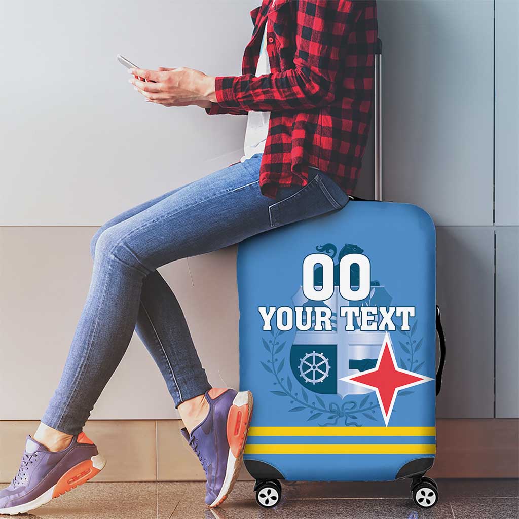 Custom Aruba Coat Of Arms Luggage Cover With Flag Style - Wonder Print Shop