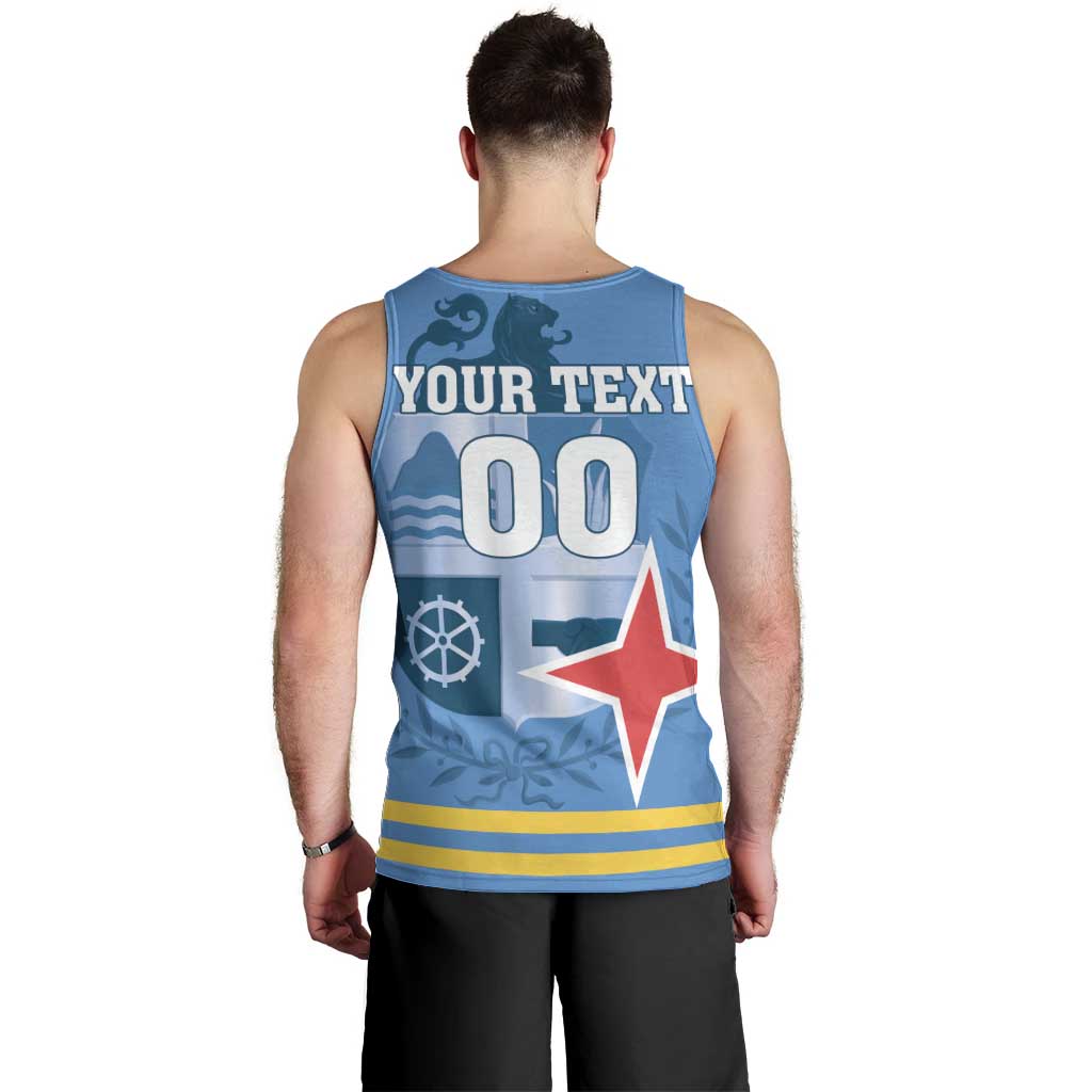 Custom Aruba Coat Of Arms Men Tank Top With Flag Style - Wonder Print Shop