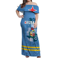Custom Aruba Coat Of Arms Off Shoulder Maxi Dress With Flag Style - Wonder Print Shop