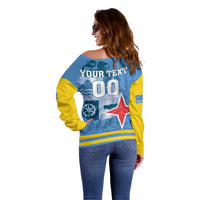 Custom Aruba Coat Of Arms Off Shoulder Sweater With Flag Style - Wonder Print Shop