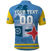 Custom Aruba Coat Of Arms Polo Shirt With Flag Style - Wonder Print Shop