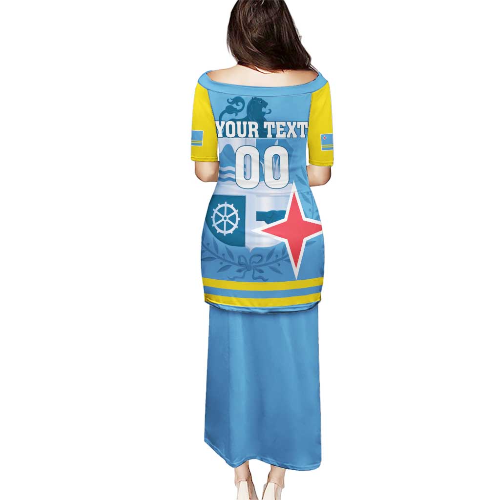 Custom Aruba Coat Of Arms Puletasi With Flag Style - Wonder Print Shop