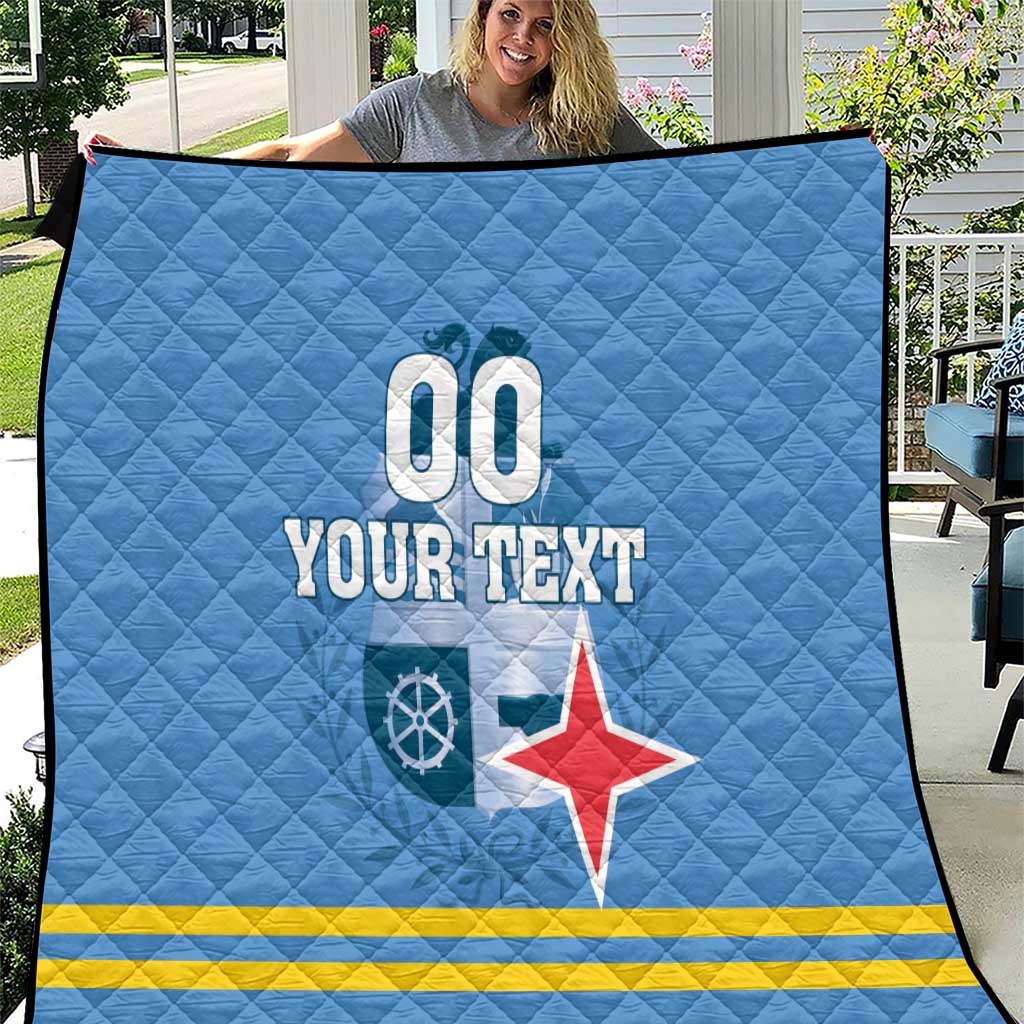 Custom Aruba Coat Of Arms Quilt With Flag Style - Wonder Print Shop