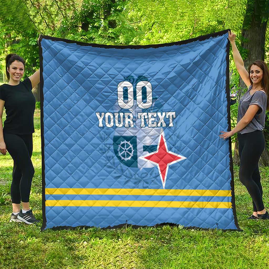 Custom Aruba Coat Of Arms Quilt With Flag Style - Wonder Print Shop