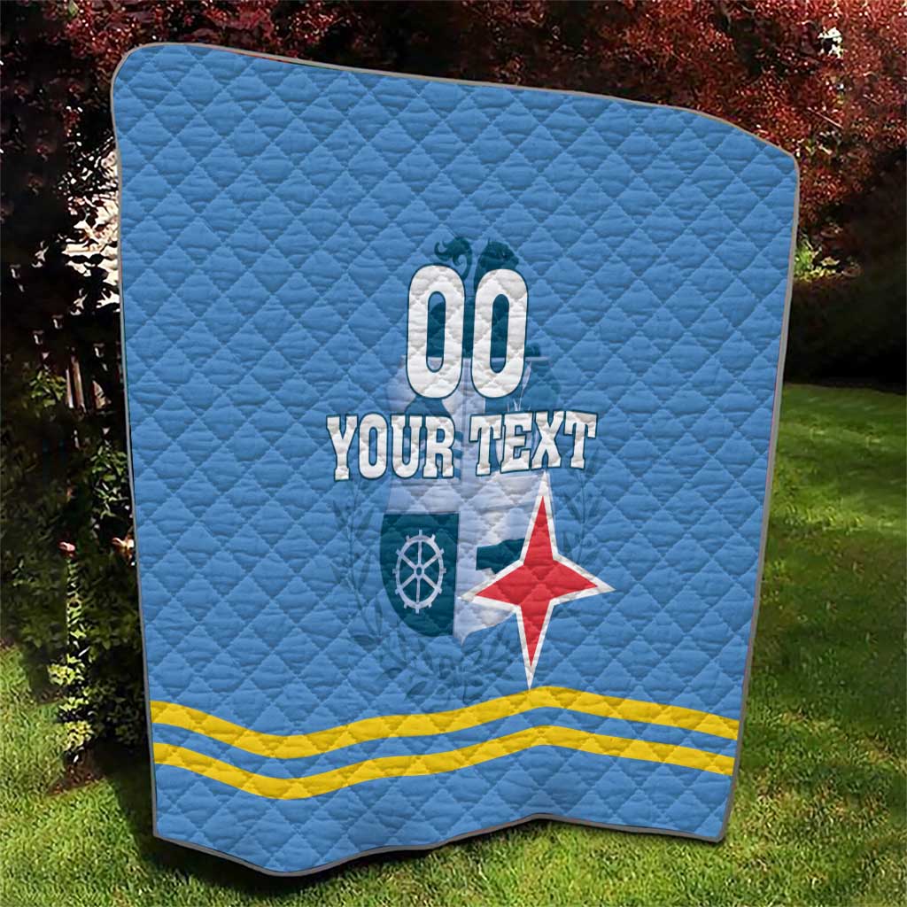 Custom Aruba Coat Of Arms Quilt With Flag Style - Wonder Print Shop