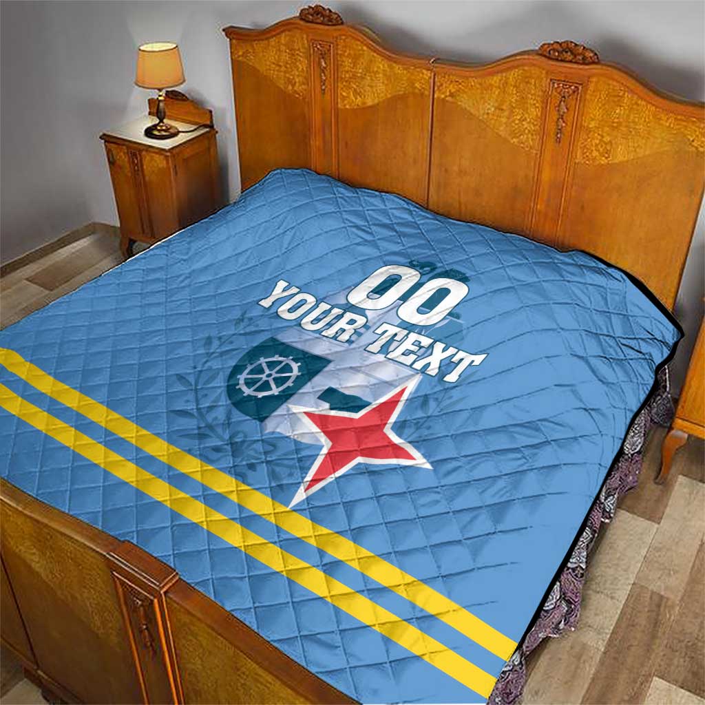 Custom Aruba Coat Of Arms Quilt With Flag Style - Wonder Print Shop