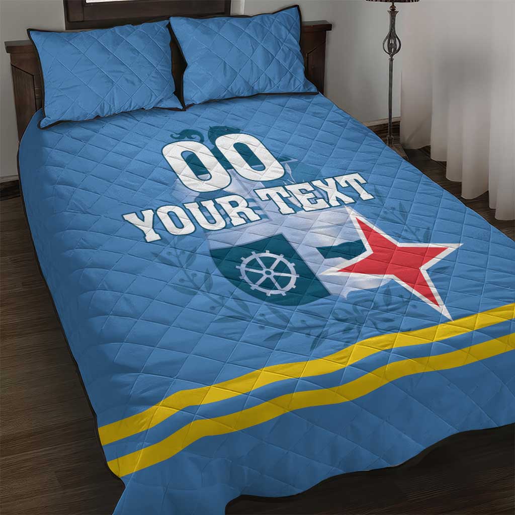 Custom Aruba Coat Of Arms Quilt Bed Set With Flag Style - Wonder Print Shop