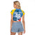 Custom Aruba Coat Of Arms Raglan Cropped T Shirt With Flag Style - Wonder Print Shop